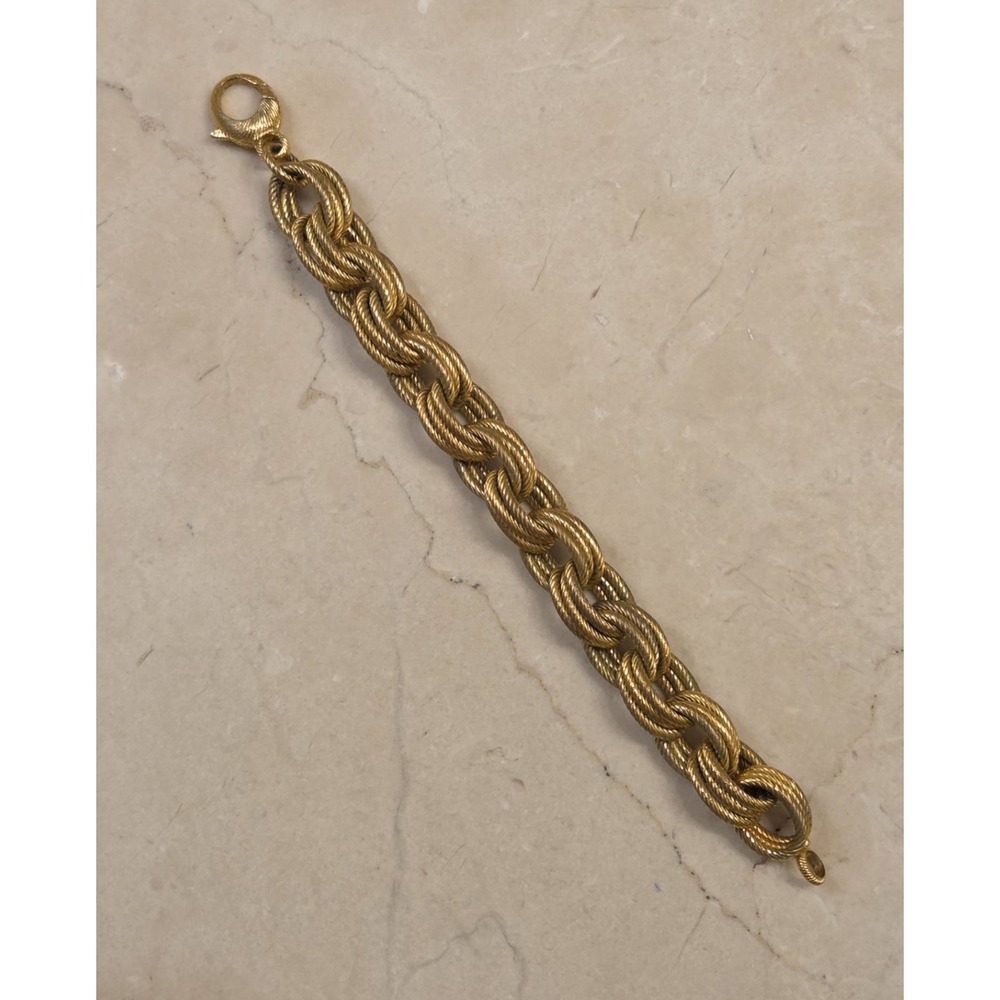Vintage Bronze Milor Italy Triple Link Chunky Bracelet Gold Tone 8.25" - Picture 1 of 5